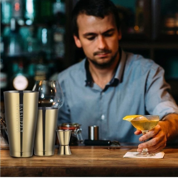 Brand New Professional Boston Cocktail Shaker Set 4-Piece Stainless Steel Gold - Picture 11 of 11